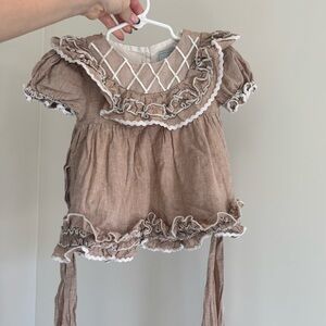 Adorable Brown Ruffled Kids Blouse